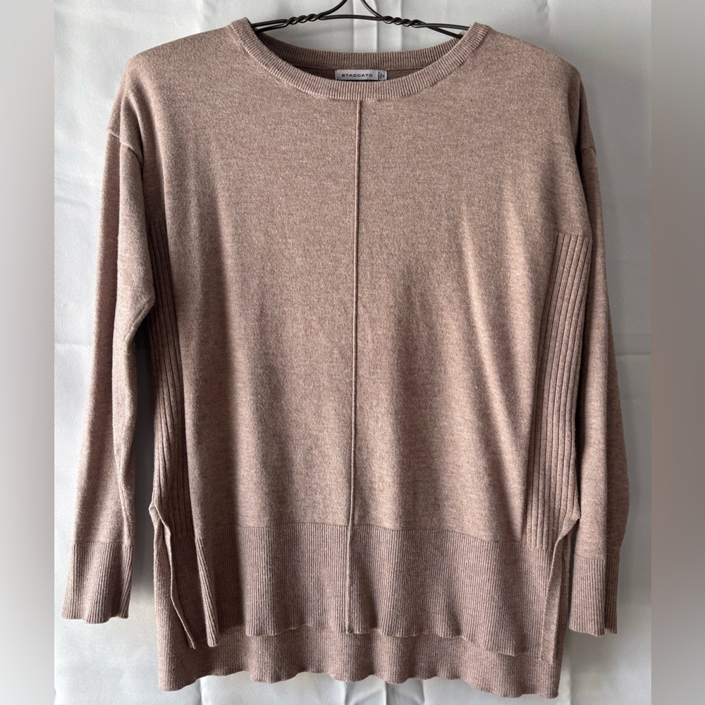 Staccato Soft Knit Front-Seam Crewneck